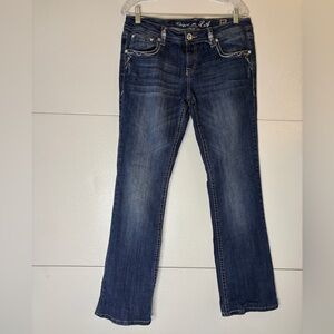 Grace in LA Dark Blue Intricately Embellished  Bootcut Jeans‎